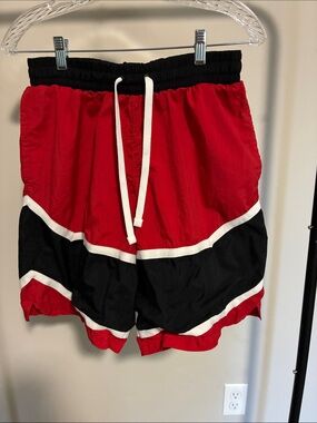 Nike Red, Black and White Athletic Drawstring Shorts